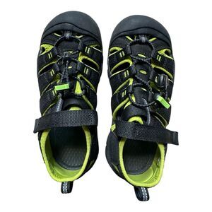 KEEN Big Kids Newport H2 Outdoor Sandals Black Lime Green Shoes Sz US 3
